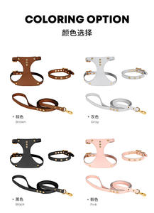 Venta al por mayor productos para mascotas pequeñas mascotas de cuero genuino gato y perro arnés correas collares con decoración de diamantes de imitación - Product Image 6