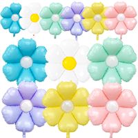 14/20 Ballons en Aluminium Blancs et Bleus Motif Marguerite – Décoration Florale Originale pour Anniversaire, Baby Shower, Mariage, Fournitures de Fête Thème Marguerite