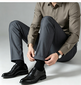 Pantalones de Traje para <span class=keywords><strong>Hombre</strong></span>, Corte Recto, Formales y Casuales, Ideales para Ocasiones de Negocios, Primavera/Otoño - Product Image 3
