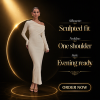 Robe blanche moulante à épaules dénudées, robe longue à manches longues, robe de soirée élégante pour l'été