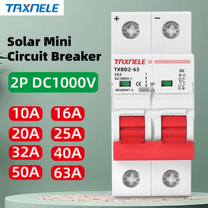 Disjuntor Solar Mini <span class=keywords><strong>DC</strong></span> 1000V 2P, Interruptor de Bateria 6A 10A 16A 20A 25A 32A 40A 50A 63A, Modelo TXBD2-63 Curva C Fotovoltaica - Product Image 1