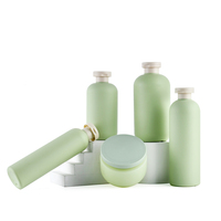 Bouteille de lotion en plastique vide personnalisée, ronde, verte, en HDPE écologique, 250 ml, avec bouchon à clapet, pour shampoing et après-shampoing
