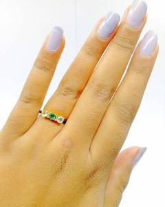 Anillo fino de Plata de Ley 925 Eternity Vermeil, Alianza de boda clásica, piedra preciosa multicolor Esmeralda ajustable para ocasiones de fiesta - Product Image 4