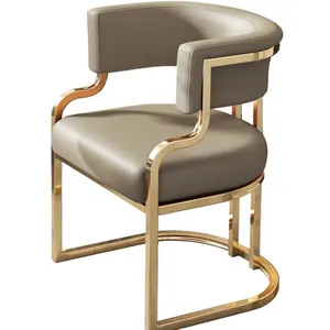 Modern lüks tasarım paslanmaz çelik döşemeli güzellik deri yemek masası sandalyeler restoran sandalyeler satılık