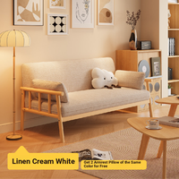 Sofá Chesterfield Japonés de Madera Maciza de Tres Plazas, Ecológico, Duradero, Relleno de Esponja, Forma Cuadrada, para Sala de Estar de Apartamento