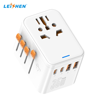 Adaptateur de voyage USB Leishen PD35W 10A avec 2 ports USB-A et 2 ports USB-C, adaptateur universel multi-prises