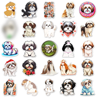50 pièces ventes d'usine dessin animé personnalisé Animal Kawaii chien Shih Tzu autocollant pour ordinateur portable tasse Journal autocollant