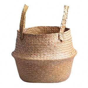 Panier avec sangles à porter sur l'épaule, sac à linge pliable en tissu, organisateurs et rangements en osier, rotin fait main, pliable - Product Image 1