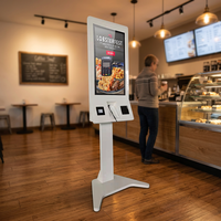 Kiosque de commande automatique sur pied de 21,5 pouces avec écran LCD, terminal de paiement, scanner QR et caméra pour les restaurants de restauration rapide et les magasins de boissons