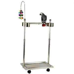 Soporte Metálico para Comedero de Pájaros al por Mayor, Percha Ajustable en Altura para Pájaros, Soporte de Juego para Loros con Ruedas Universales y Cuencos de Alimentación - Product Image 6