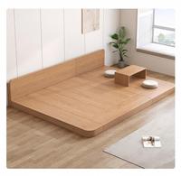 Lit plateforme bas de style japonais avec compartiments de rangement, meubles de chambre à coucher en bois massif