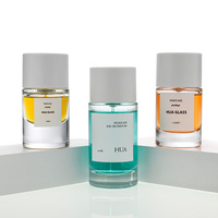 Fabrication de flacons de parfum en verre cylindriques personnalisés de luxe 30ml 50ml 100ml avec couvercle blanc