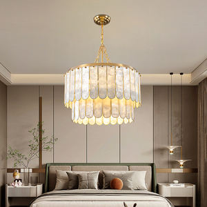 Nieuwe Moderne <span class=keywords><strong>Shell</strong></span> Kroonluchter Capiz Bruiloft Decoratieve Gouden Hanglamp Woonkamer Restaurant - Product Image 1