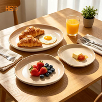 Service de table en céramique beige moderne bicolore, style nordique, assiettes, bols, tasses en porcelaine pour la maison, la cuisine, le restaurant