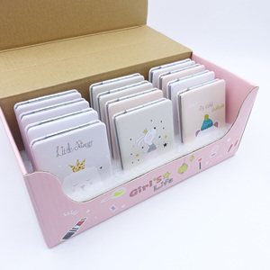 Luxury Custom Logo Leather Dressing Mirror Set Cute Rectangle Heart Shape Folded Portable Compact Makeup Pocket Mirror for Girls
