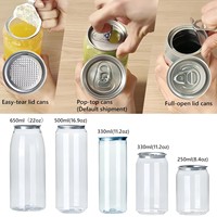 Gobelets scellables en plastique jetables avec couvercles en aluminium, bouteilles de jus en PET anti-fuite avec bouchons, compatibles avec la machine à sceller les canettes