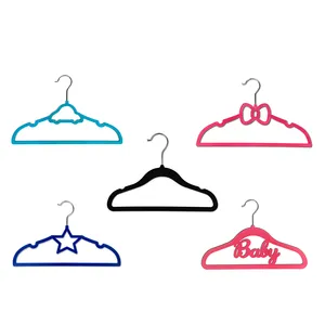 Free Sample Best Selling New Design Velvet & Fabric Hangers Custom Color 30 Pack Baby Kid Children Hanger