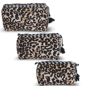 Leopard Print Cosmetic Bag Set with Zipper and Tassel Portable <b>Makeup</b> Pouches Fashion Textile Travel <b>Case</b> Medium Size - Product Image 3