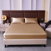 Parure de draps en satin soyeux de luxe, ultra douce et respirante, avec housse de matelas à poches profondes, pour la maison, l'hôtel et la décoration de chambre.