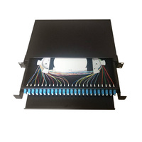 Panel distribusi serat Odf 24 "rak 19" Port 24 Core 1u Sc/apc Panel Patch serat optik, dengan adaptor kuncir