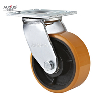Roues pivotantes en PU rouge robustes de 4, 5, 6 et 8 pouces, 360° °   Roulettes en fonte rotatives pour équipements industriels mobiles