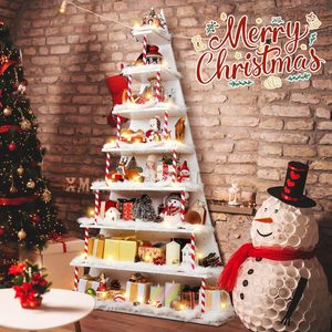 Wooden Christmas Tree <b>Shelf</b> 8 Tier Standing Display <b>Rack</b> For Holiday Decorations And Figurines - Product Image 1
