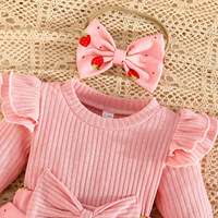 Nouvelle robe pour bébé fille style automne-hiver avec motif floral, plus foulard et chaussettes à nœud
