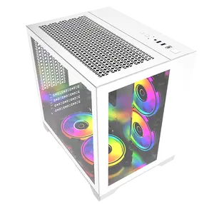 Grosir Casing Pc Mendukung Panel Transparan Plastik Warna Putih Casing Gaming Komputer untuk Pc