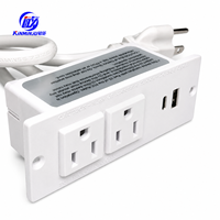 Gizli Gömme Masa Prizi Güç Şeridi Uzatma Kablosu 2 AC Priz 1 USB-A 1 USB-C Port 1.5m Kablo 12A/15A Ev Mobilyaları