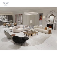 Zeitgenössisches modulares Sofa Moderner gebogener Samt mit Plüsch komfort Holz und Leder Wohnzimmer möbel Größe Stühle