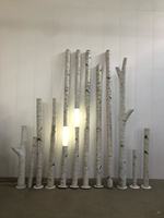 Accessoires d'arbre en fibre de verre illuminés sur mesure, style bouleau, pour présentoirs de vente au détail