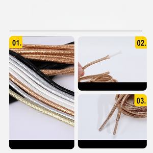 เชือกผูกรองเท้าแบบกลมคุณภาพพรีเมียม สีทองวิบวับ ประดับกลิตเตอร์ สำหรับรองเท้าลำลองและรองเท้ากีฬา - Product Image 2