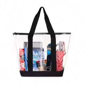 Bolsas de Compras Transparentes de PVC Impermeables Personalizadas y Económicas para Gimnasio o Playa, Bolsas de Mano con Asas de Cuerda - Product Image 1