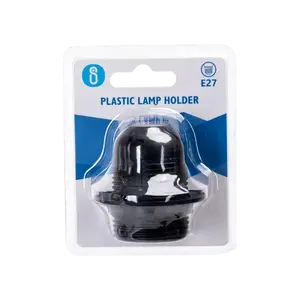 Portalampada E27 in plastica nera, con terminale a molla e filettatura completa, ideale per installazioni elettriche e adattamenti - Product Image 2