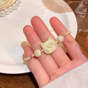 Bracelet de corde de tresse de chat de dessin animé mignon réglable pour femme polyvalent petit design sens ornements de main idée cadeau parfaite - Product Image 5