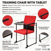 Chaise de formation en maille noire avec tablette d'écriture et accoudoirs, pieds en acier, chaise de bureau scolaire 33587-SF033A