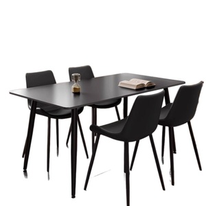 Bộ bàn ăn đá đen kiểu Ý dành cho căn hộ nhỏ, hiện đại, hình chữ nhật, kết hợp ghế kim loại, bộ bàn ăn gia đình đơn giản - Product Image 1