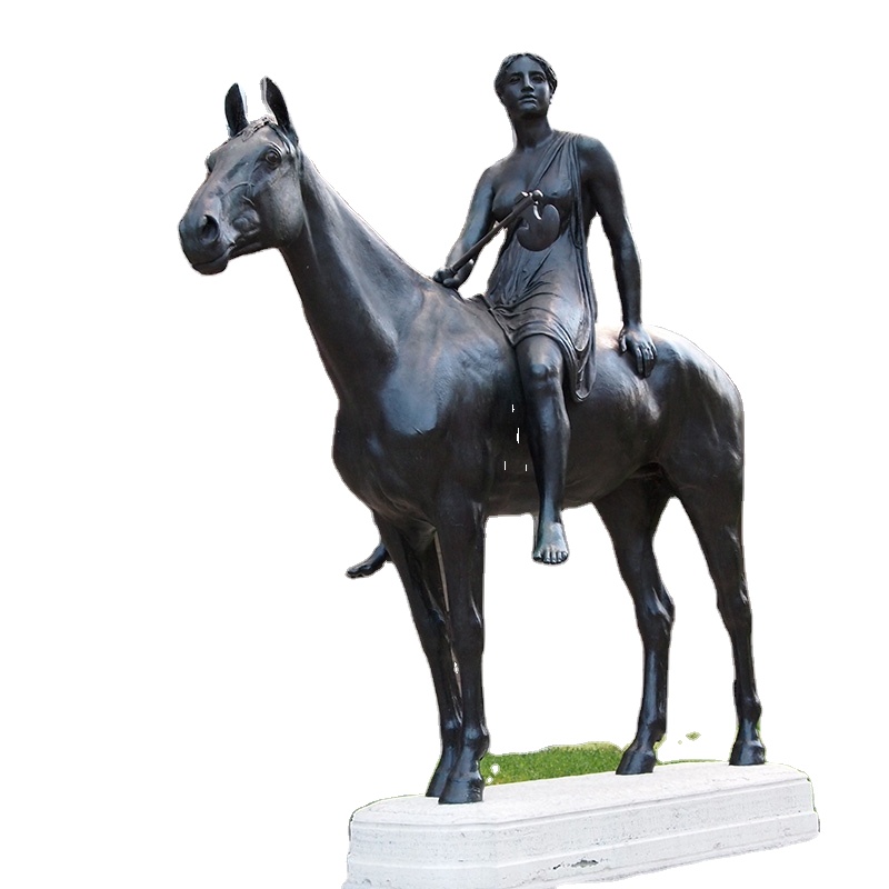 Estátua de bronze do cavalo da antiguidade, enfeite de bronze, cavalo grande com sexo, menina, estátua de bronze, tamanho grande s