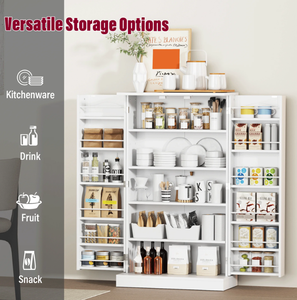 Modern White Pantry <strong>Storage</strong> <strong>Cabinets</strong> for Kitchen <strong>and</strong> Dining Room Wood Panel <strong>with</strong> <strong>Doors</strong> <strong>and</strong> <strong>Shelves</strong> - Product Image 3