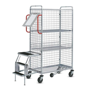 Carrito de almacén Logística Tienda Jaulas antivuelco Malla de acero Carrito de recogida de pedidos de varios niveles - Product Image 1