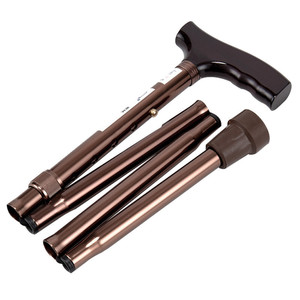 Bâton de marche pliable en alliage d'aluminium, 4 sections, pointe en caoutchouc avec sangle de poignet pour les personnes âgées, randonnée en plein air - Product Image 5