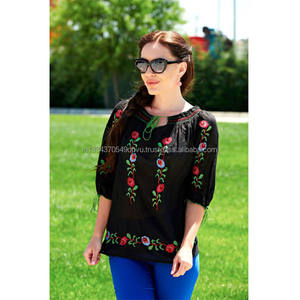 Chemisier brodé pour femme, tenue populaire, Vintage et bohème, en coton, nouvelle Collection, idéal pour l'été - Product Image 1