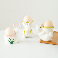 Coquetiers drôles en porcelaine de lapin supports de support d'oeufs en céramique pour oeufs mous nouveau stockage de cuisine de conception
