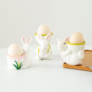 ถ้วยไข่ลายพอร์ซเลนลายกระต่ายตลกที่ใส่ไข่เซรามิกสำหรับไข่ต้มนิ่มการจัดเก็บห้องครัวดีไซน์ใหม่ - Product Image 5