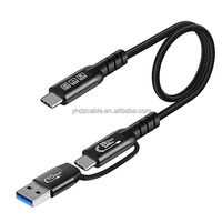 Câble de charge rapide USB-C vers USB-C 2-en-1 240W 5A 20Gbps Type C 3.1 Gen Nylon CarPlay pour iPhone 16/15 Pro Max