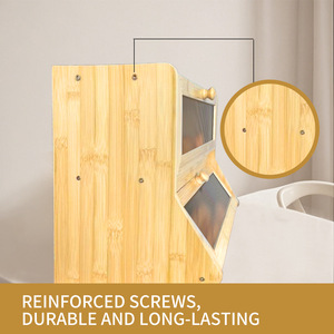 Boîte à pain double couche Gem Bamboo, grand espace de rangement pour comptoir de cuisine, pour gâteaux et pâtisseries - Product Image 4