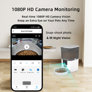 เครื่องให้อาหารแมวอัตโนมัติแบบ6L พร้อมกล้อง1080P Tuya WiFi บันทึกเสียงได้ในเวลากลางคืนเครื่องให้อาหารสัตว์เลี้ยงแบบชามคู่พร้อมตัวจับเวลา - Product Image 4