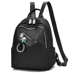 <b>Mini</b> Black Softback <b>Backpack</b> With Zipper Closure Waterproof Microfiber Leather Casual Daily Use Women's Small Capacity 5-10L - Product Image 5