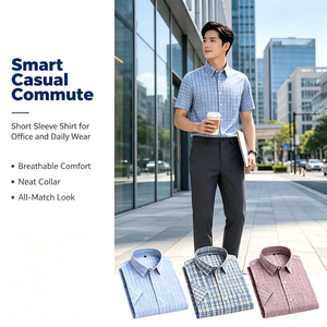 T-shirt décontracté à manches courtes pour <span class=keywords><strong>homme</strong></span>, de haute qualité, multicolores, personnalisé, respirant, doux pour la peau, à carreaux, pour un <span class=keywords><strong>look</strong></span> décontracté au bureau - Product Image 5