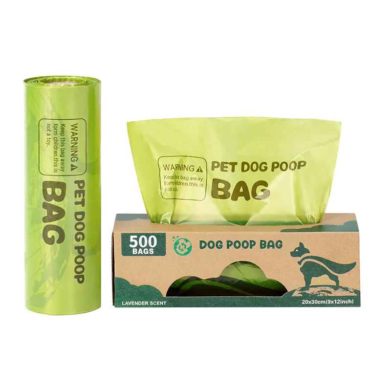 Yeni tasarım Premium çevre dostu büyük rulo kutulu pet atık torbaları biyobozunur güçlü köpek poop atık çanta